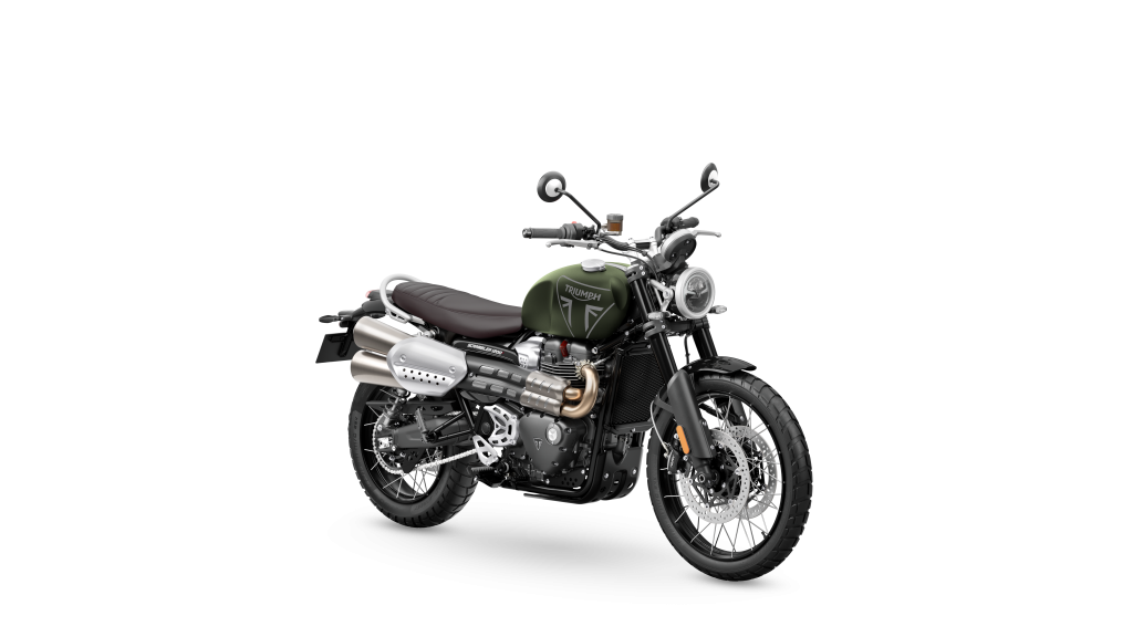 Scrambler_1200_X_MY26_Matt_Khaki_Green_RHS_Front_Angle